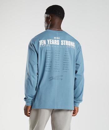 Long Sleeve Gymshark Gs10 Year Oversized Hombre Azules | CO 3489LIS